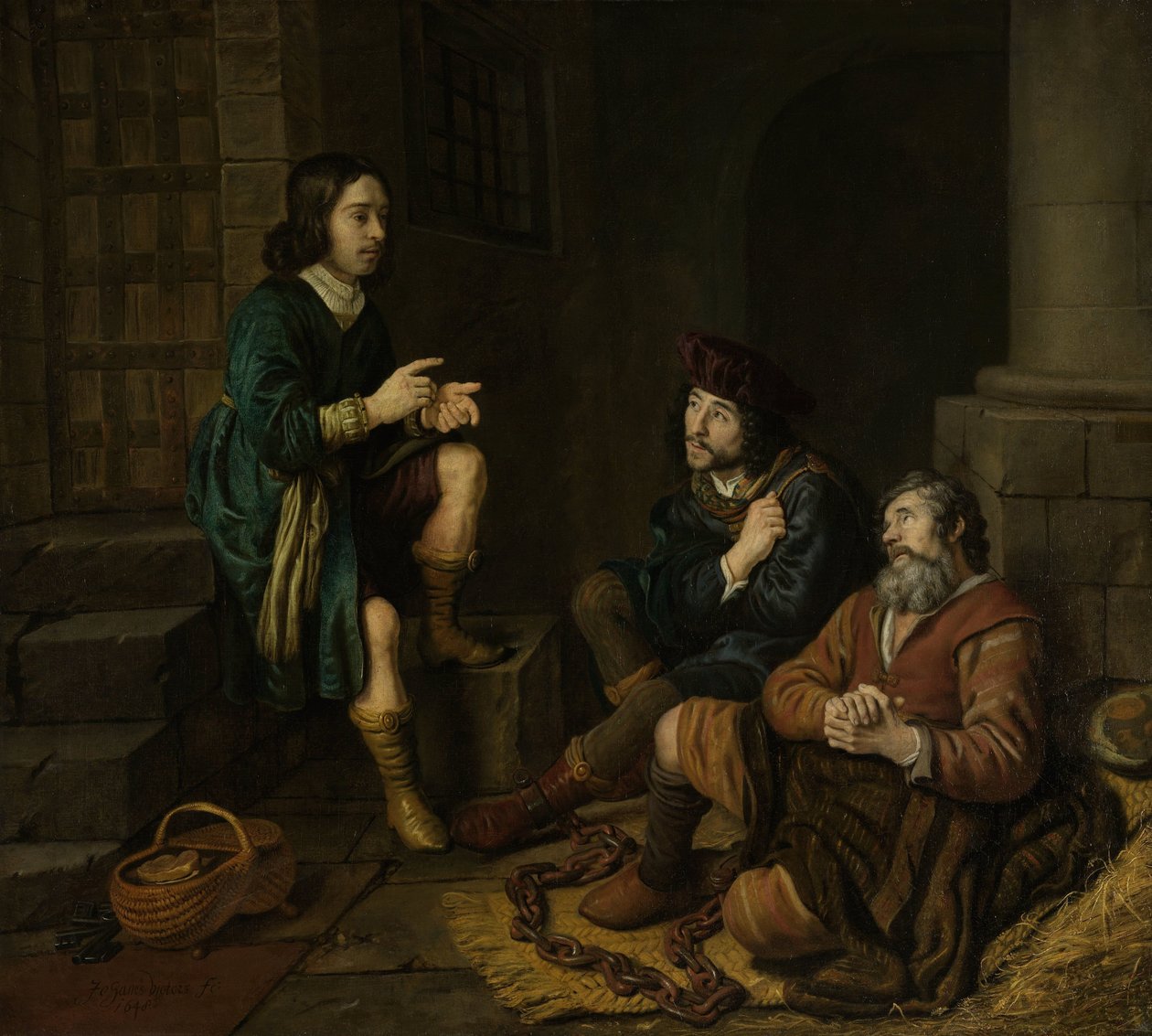 Jozef verklaart de dromen van de bakker en de schenker door Jan Victors