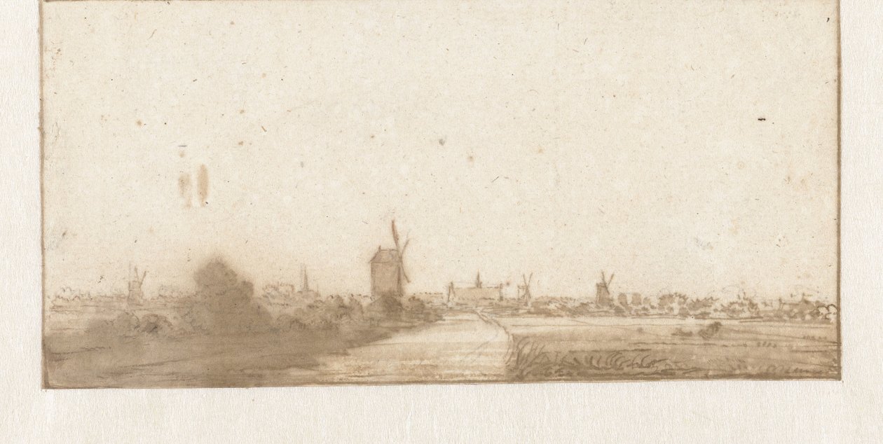 Gezicht op een stad (Leiden?) door Jan Vincentsz. van der Vinne (possibly)