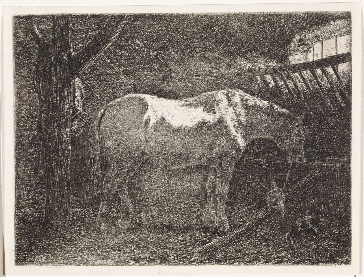 Paard in stal door Johannes Martinus Vrolijk