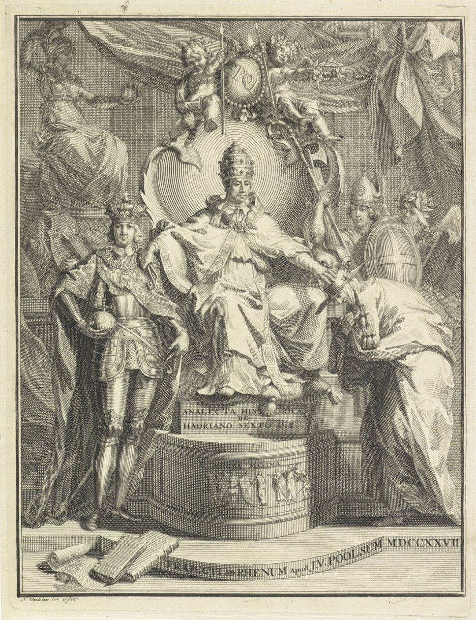 Tronende paus Adrianus VI door Jan Wandelaar