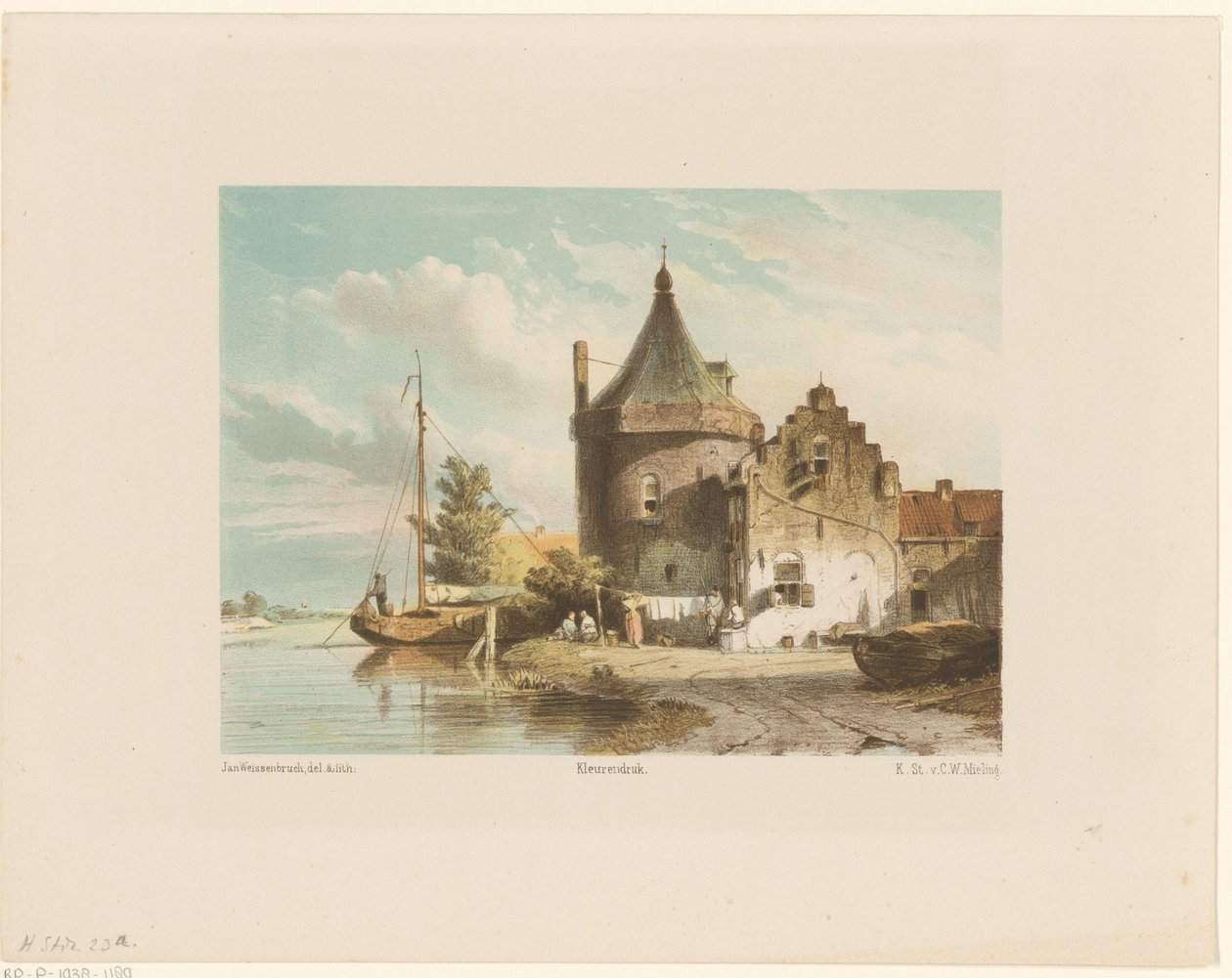 Gezicht op de Waltoren te Culemborg door Jan Weissenbruch
