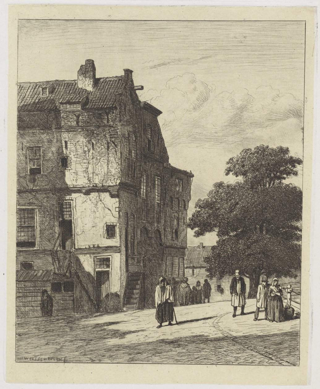 Gezicht op een straat te Amsterdam door Jan Weissenbruch