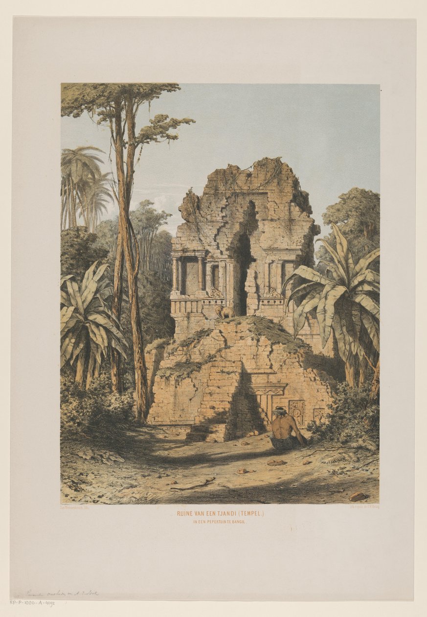 Ruïne van een tempel bij Bangil door Jan Weissenbruch