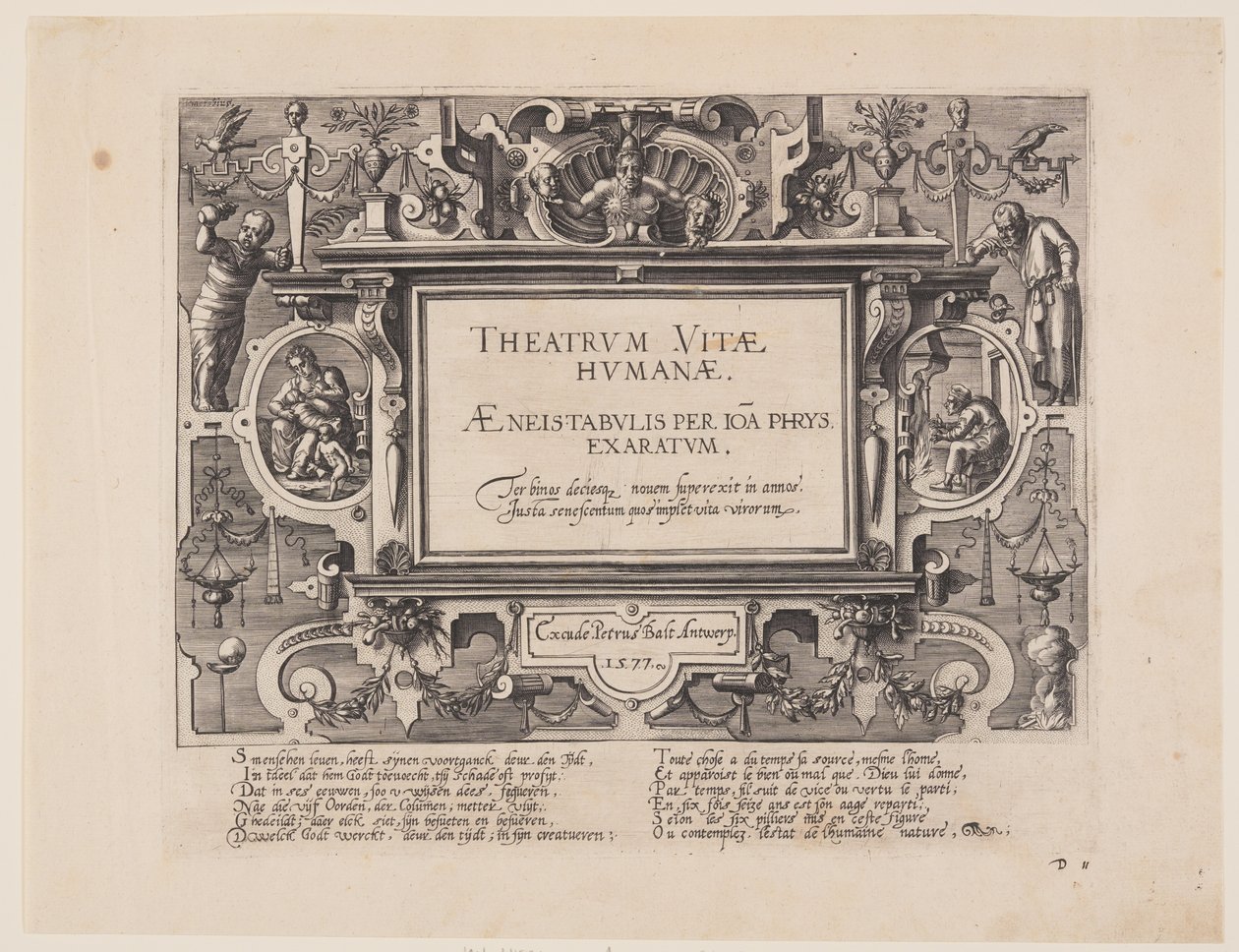 Frontispice, uit Theatrum Vitae Humanae (De tijdperken van de mens) door Jan Wierix