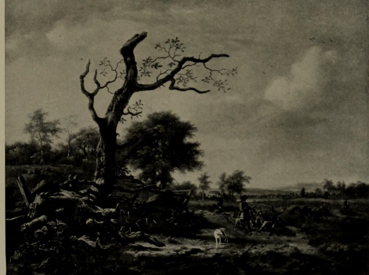 Dutch: Landschap met rustende jagers The Leafless Tree door Jan Wijnants