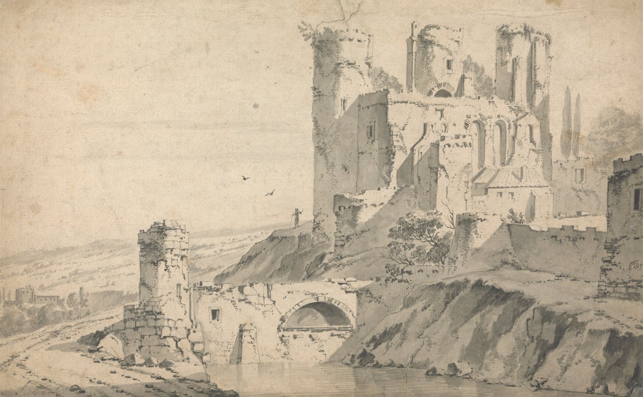 Vervallen Kasteel aan een Rivier door Jan Wyck
