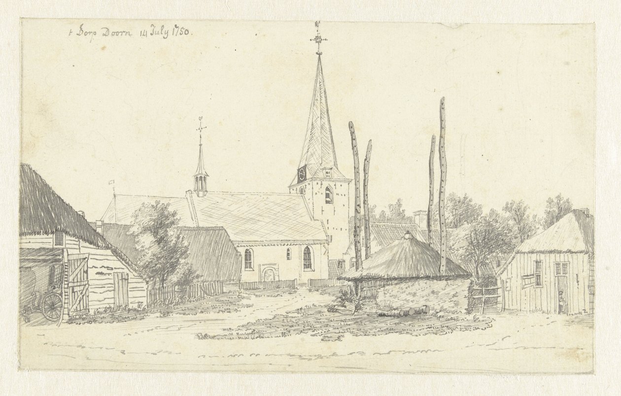 Gezicht in het dorp Doorn, met de kerk door Jan de Beijer