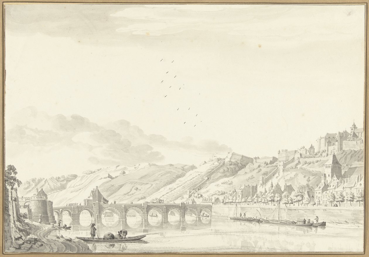 Gezicht op de stad en het Kasteel te Namen door Jan de Beijer
