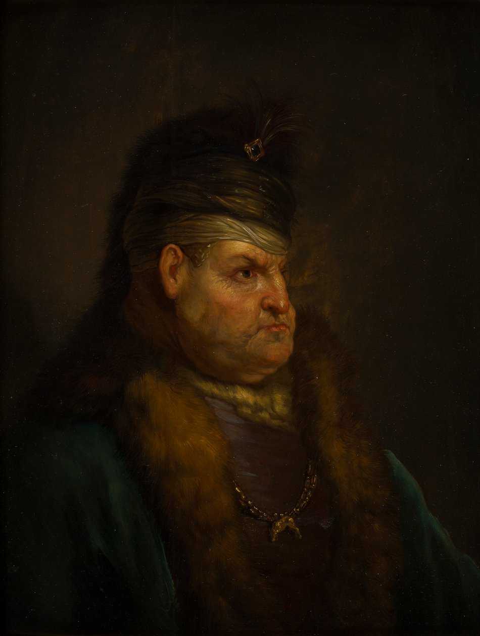 Portret van een man met een tulband door Jan the Elder (circle of) Lievens