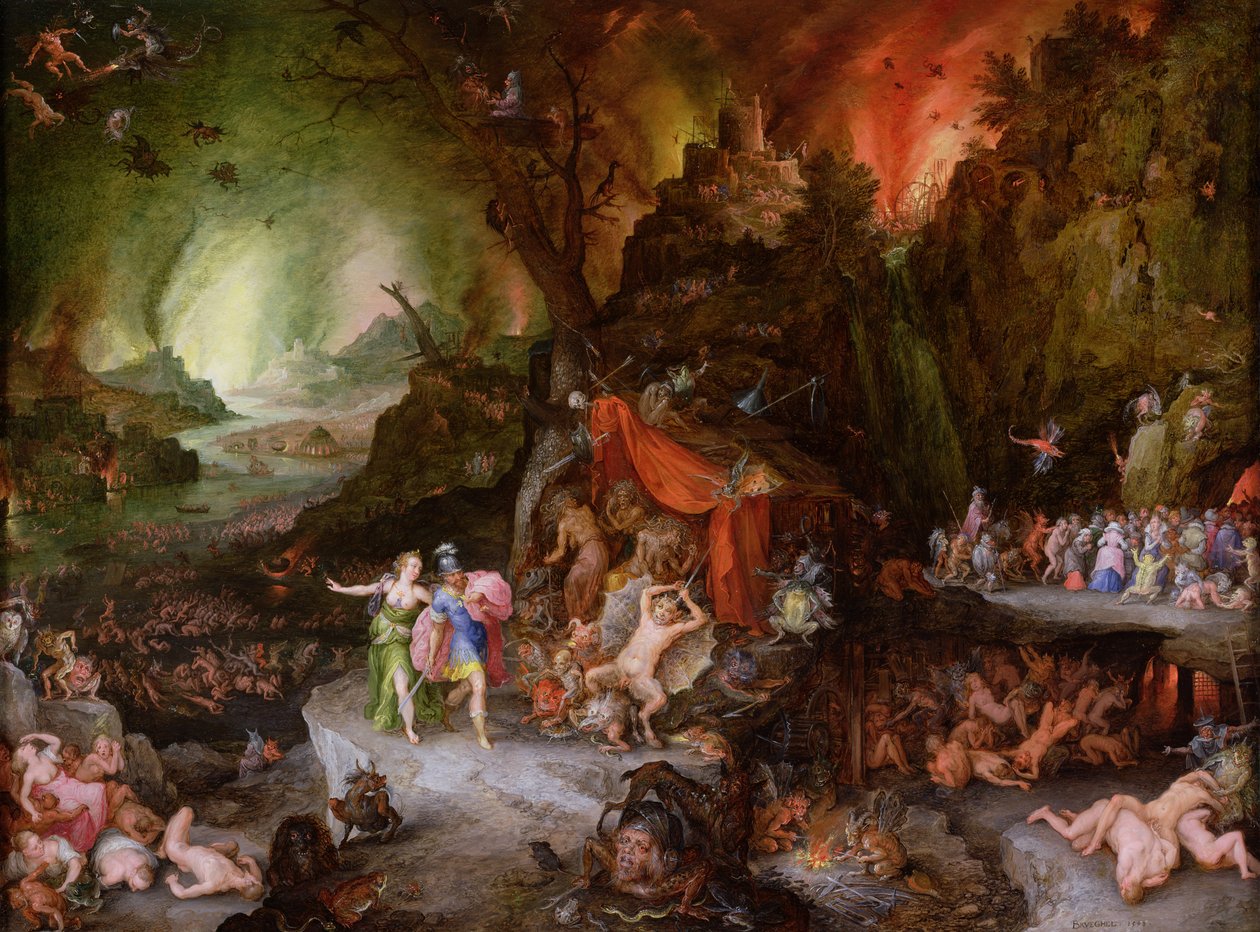 Aeneas en de Sibylle in de onderwereld door Jan the Elder Brueghel