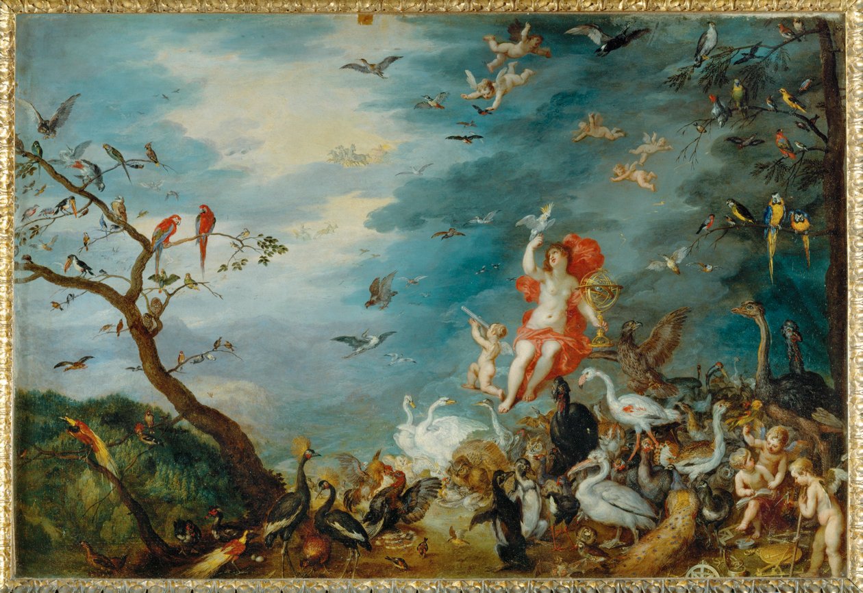 Lucht - een van de vier schilderijen met de vier elementen, in 1607 besteld door kardinaal Federico Borromeo van Milaan ... door Jan the Elder Brueghel