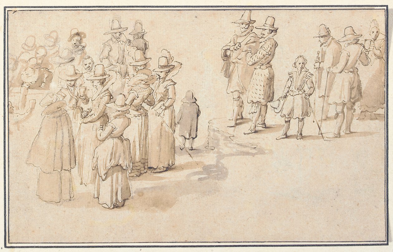 Een elegant gezelschap drinkt bronwater door Jan the Elder Brueghel