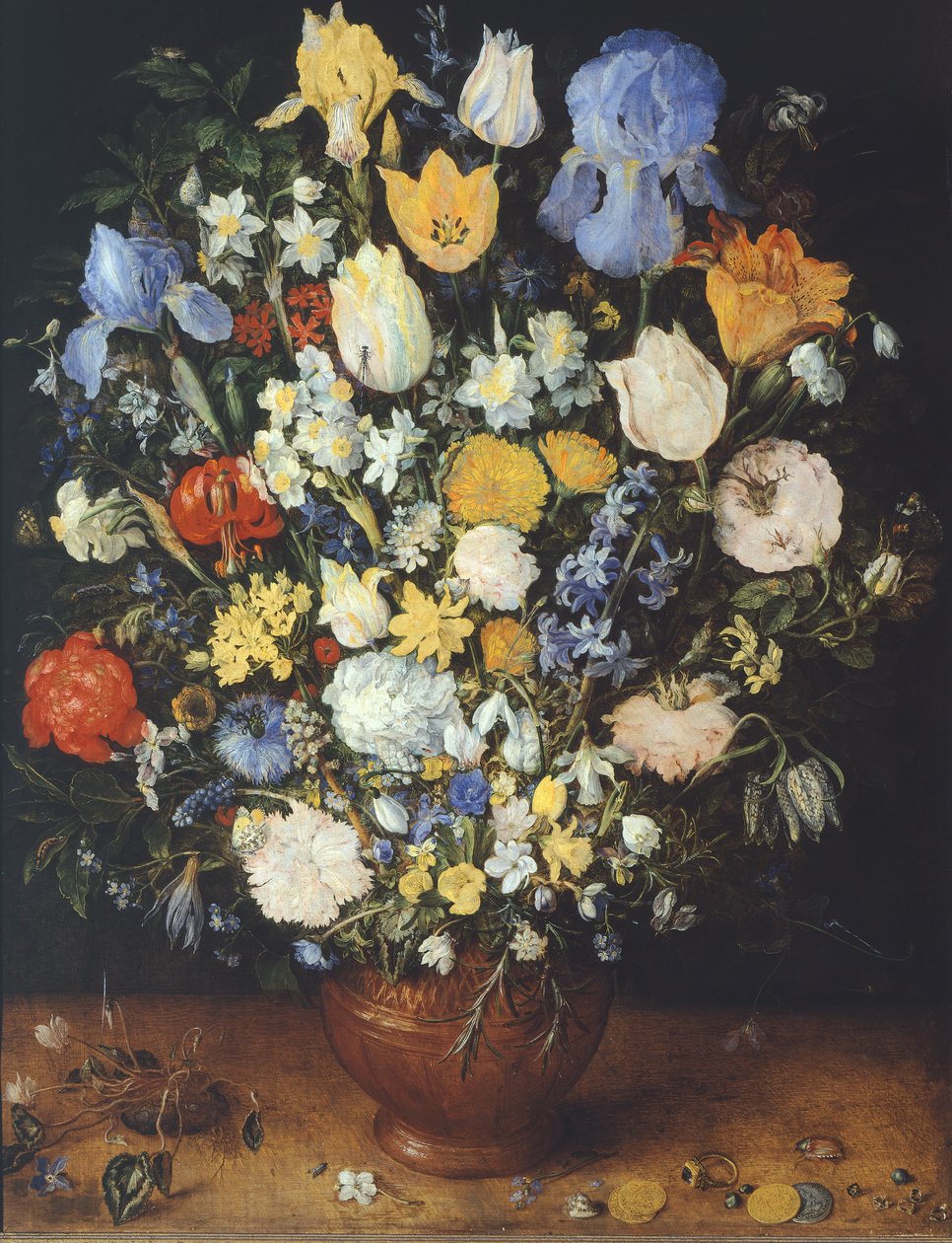 Boeket bloemen in keramische vaas door Jan the Elder Brueghel