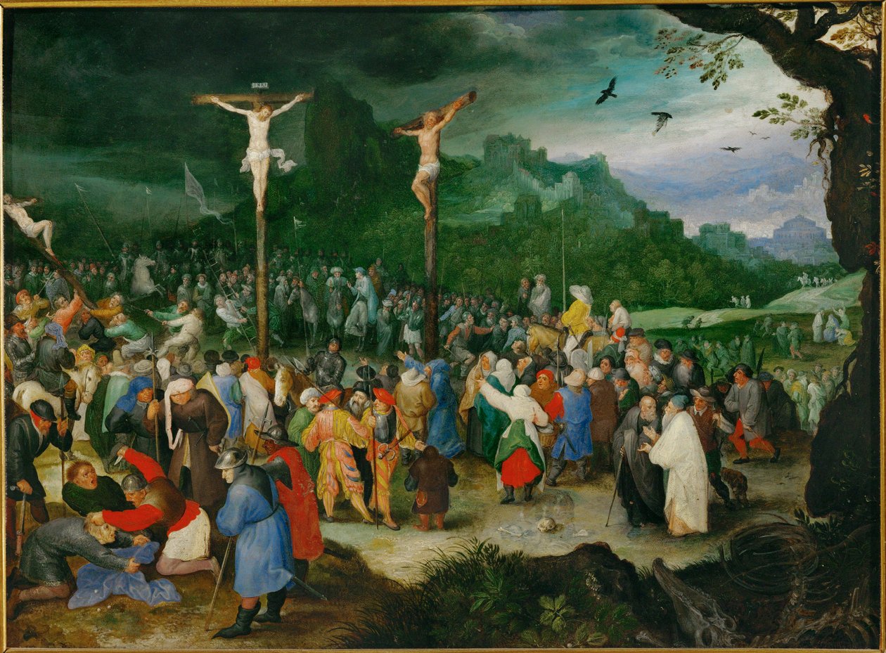 Kruisiging (schilderij op koper) door Jan the Elder Brueghel