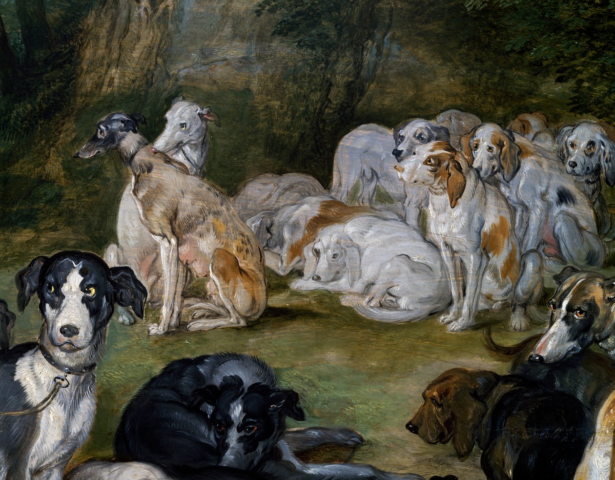 Honden (detail) door Jan the Elder Brueghel