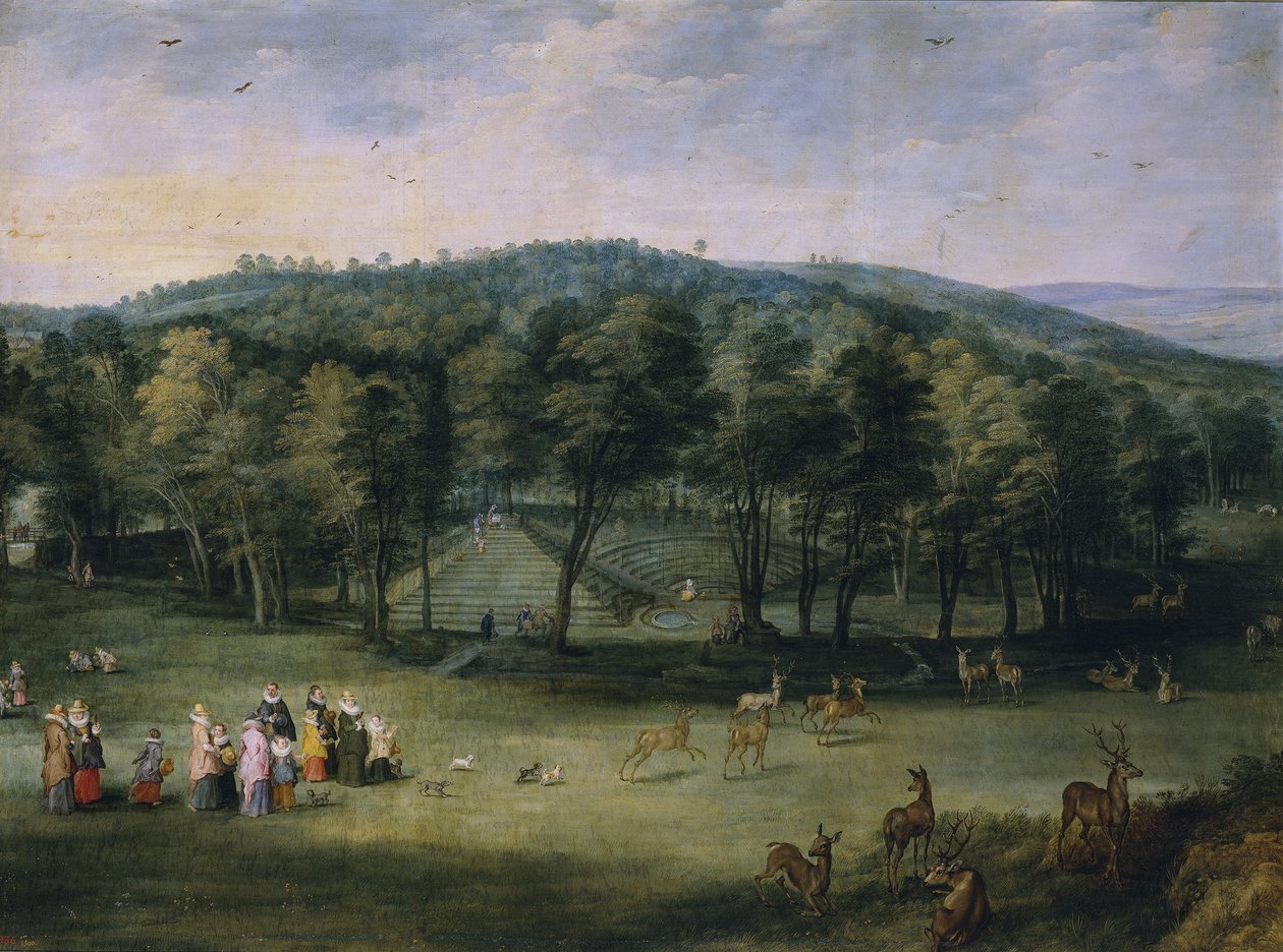 Infanta Isabella Clara Eugenia van Spanje in het Parc de Mariemont, Eerste derde van de 17e eeuw door Jan the Elder Brueghel