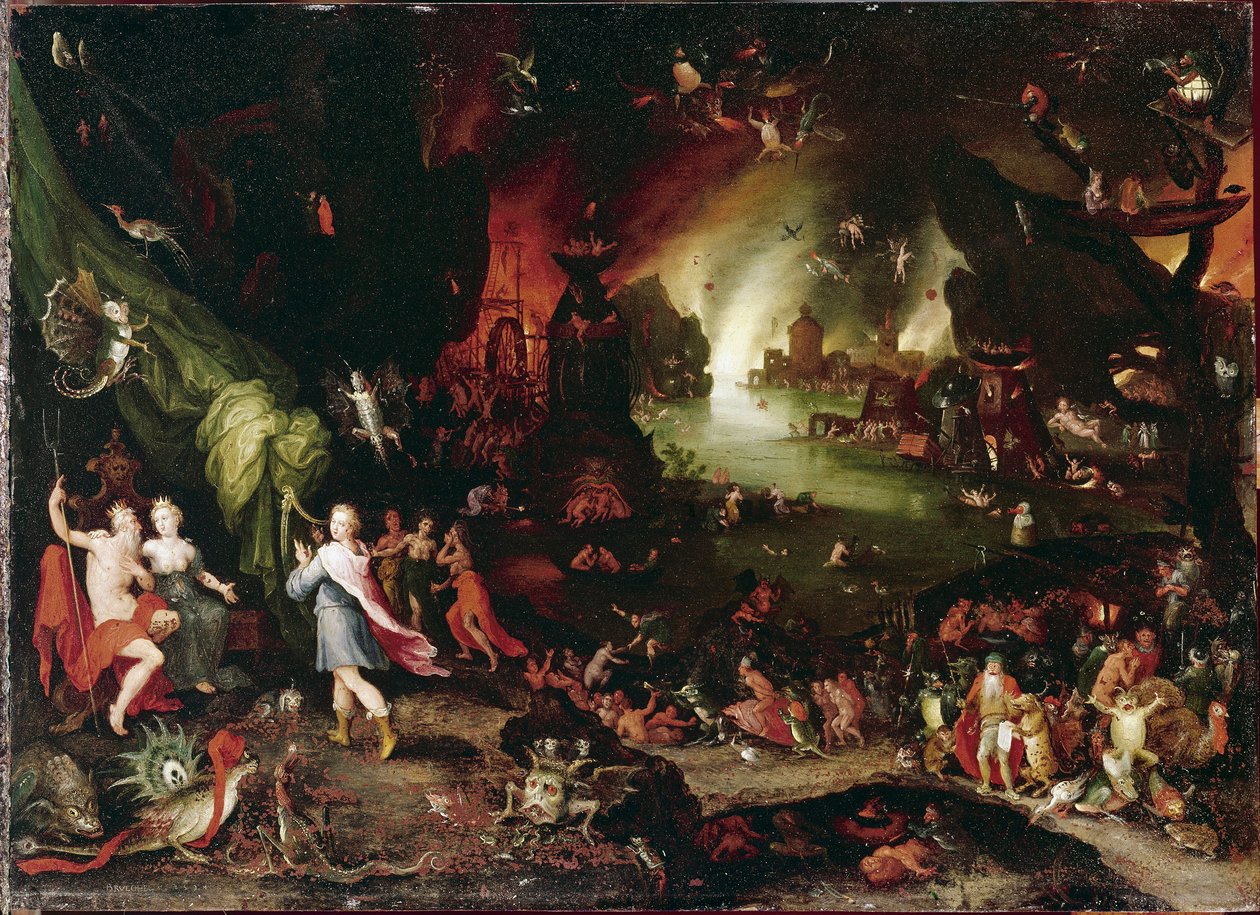 Orpheus in de onderwereld door Jan the Elder Brueghel