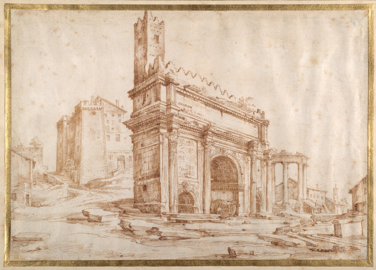 De Boog van Septimius Severus, Rome door Jan the Elder Brueghel