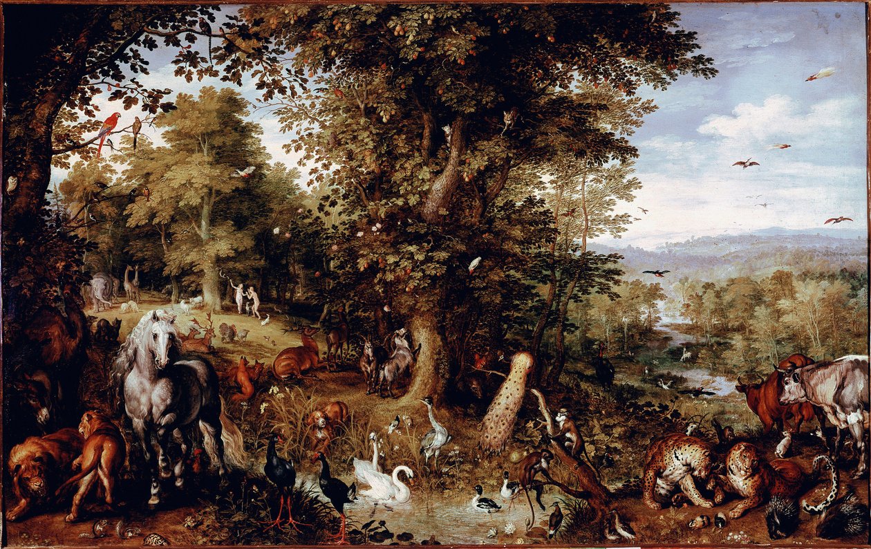 Het Eeuwige Paradijs Alle dieren van de schepping vertegenwoordigd in paren door Jan the Elder Brueghel