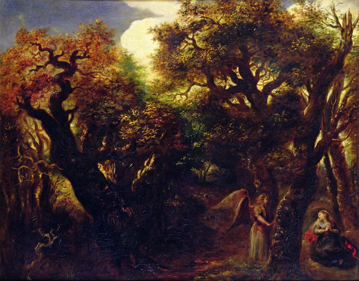 Boslandschap met Hagar en de Engel, c.1645 door Jan the Elder Lievens