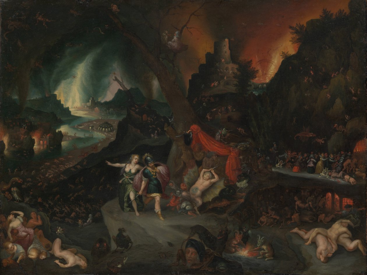 Aeneas en de Sibylle in de onderwereld door Jan the Younger Brueghel