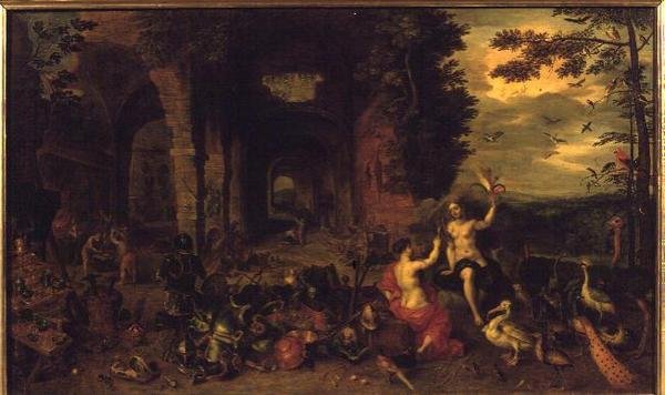 Allegorie van lucht en vuur, c.1650-60 door Jan the Younger Brueghel