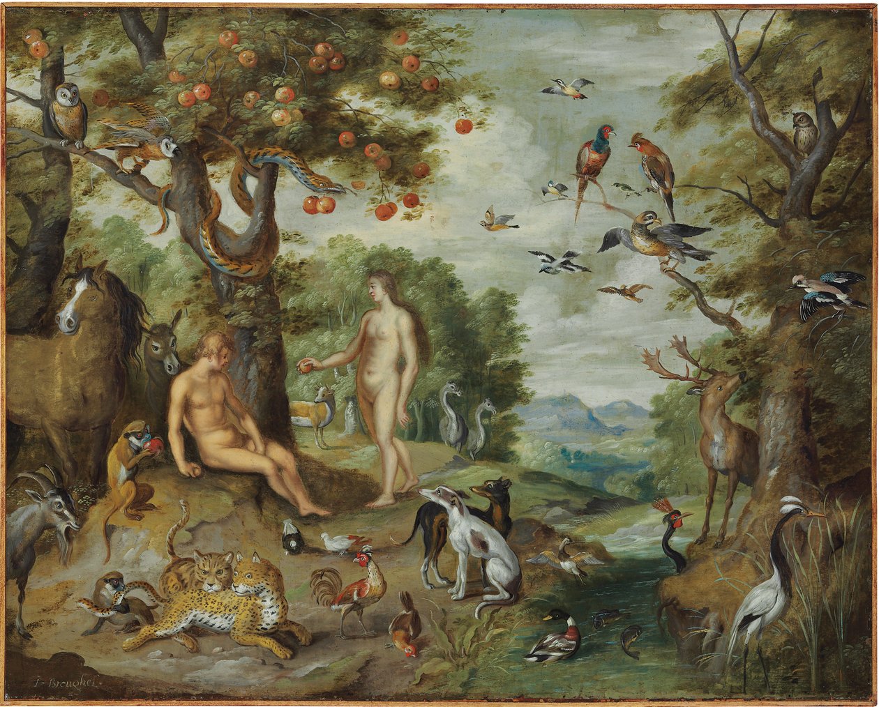 De Verleiding van Adam, uit Het Verhaal van Adam en Eva door Jan Brueghel the Younger