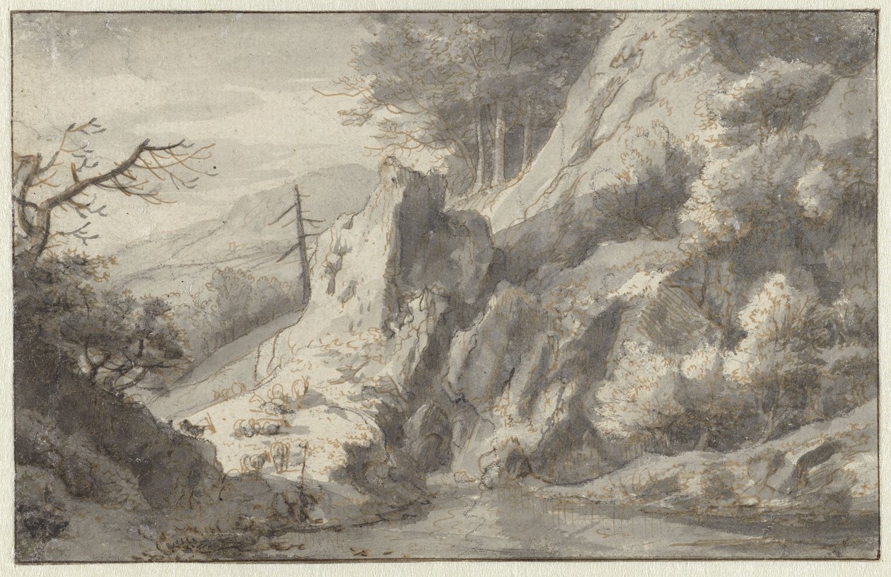 Berglandschap met dode naaldboom door Jan van Aken