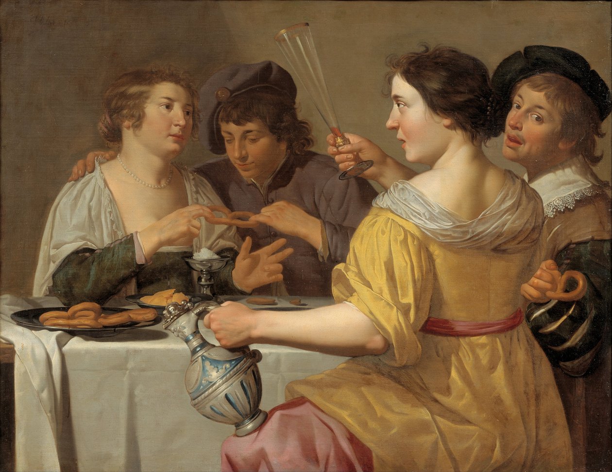 Dutch: Het trekken aan de krakeling Pulling the Pretzel door Jan van Bijlert
