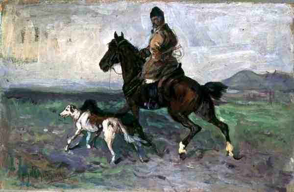 Ruiter met Windhonden, c.1890 door Jan van Chelminski