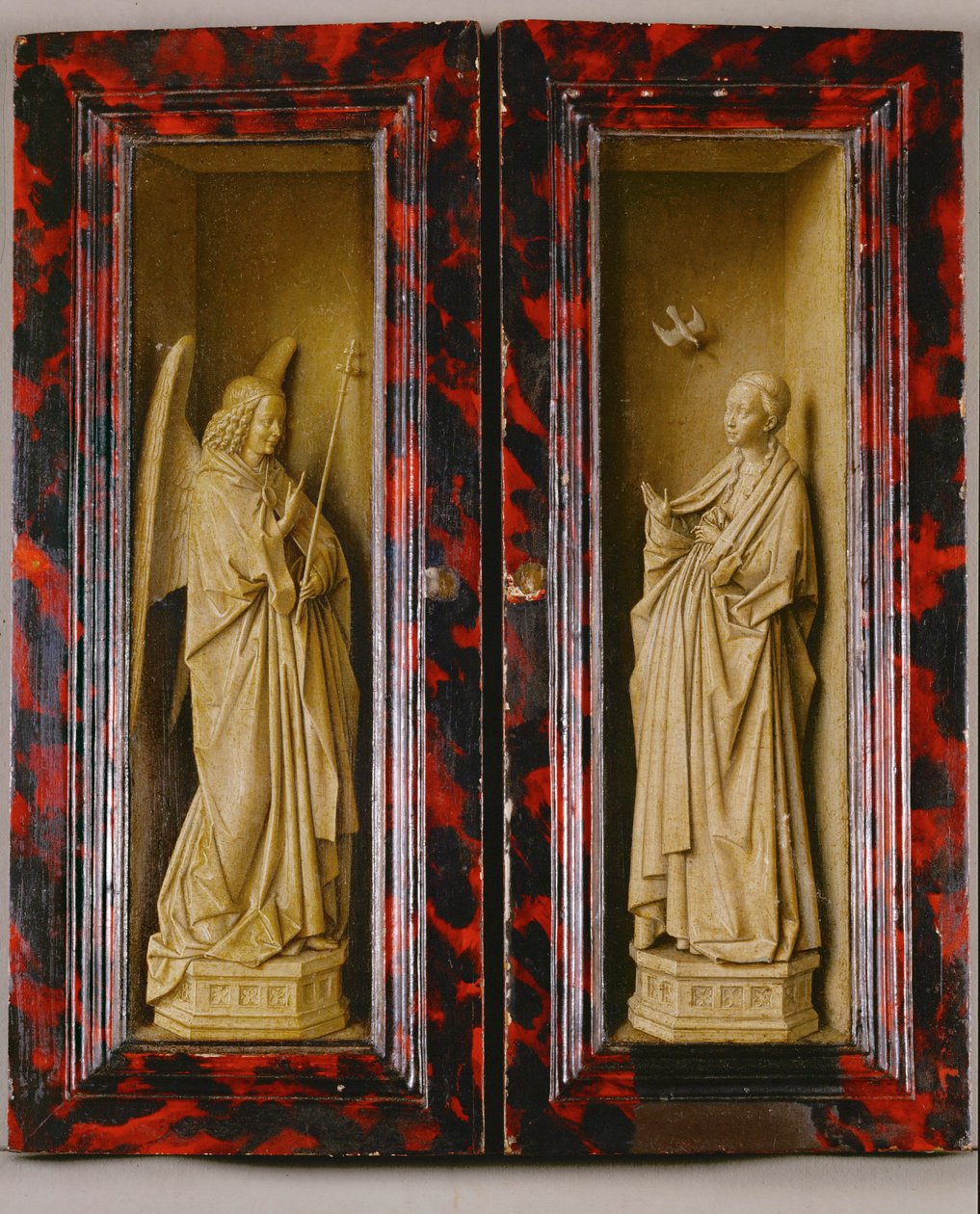 Annunciatie (schilderij op hout) door Jan van Eyck