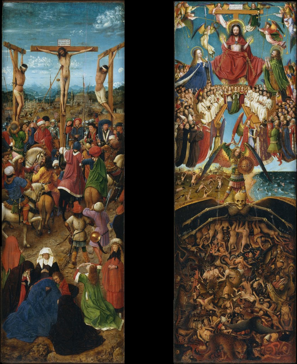 Kruisiging van Jezus; Dag des Oordeels door Jan van Eyck