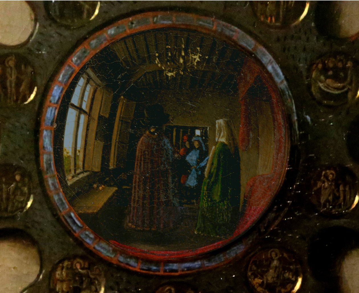 Detail uit het Portret van Giovanni Arnolfini en zijn vrouw door Jan van Eyck
