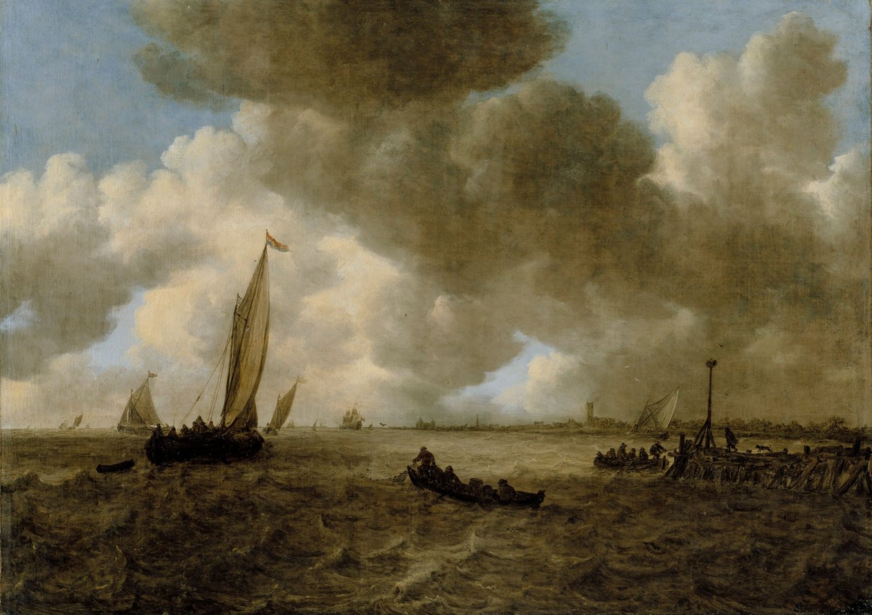 Een stormachtig zeegezicht door Jan van Goyen