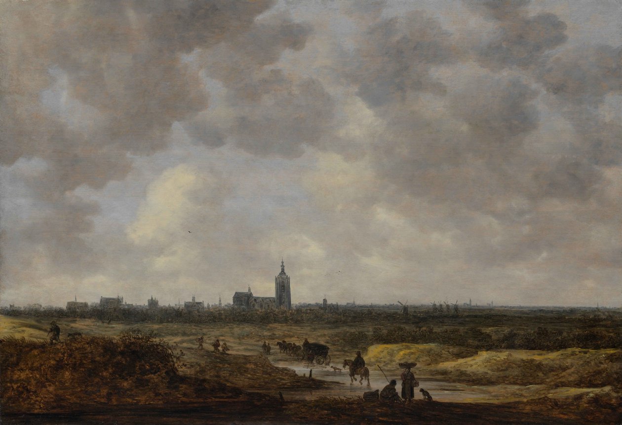 Zicht op Den Haag vanuit het noordwesten door Jan van Goyen