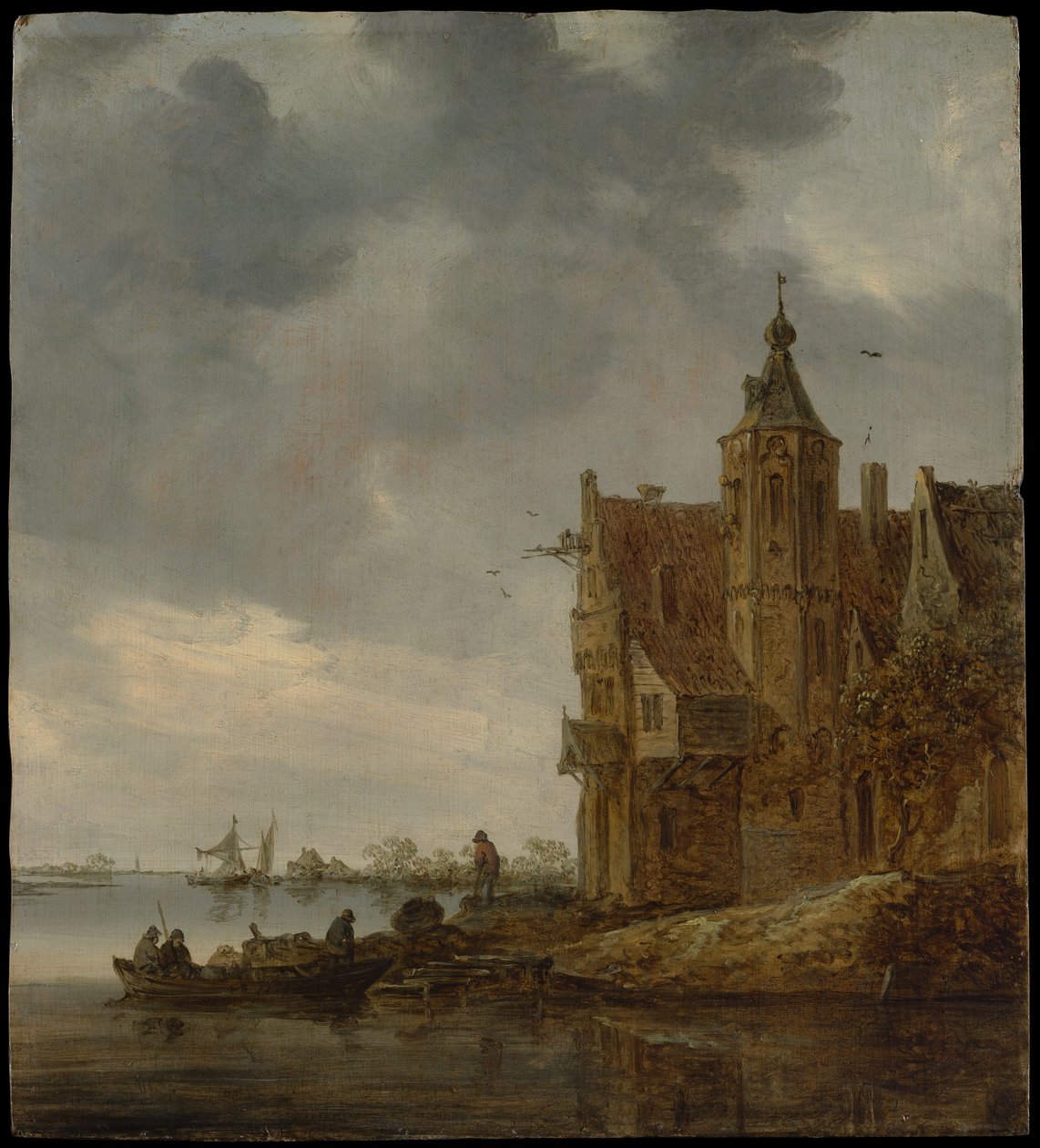Landhuis aan het water door Jan van Goyen