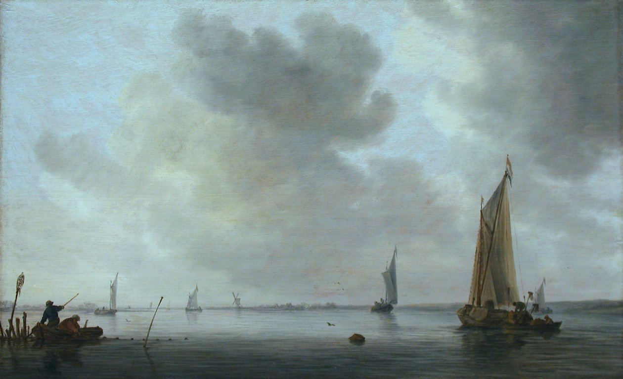 Vissersboten bij een Riviermonding door Jan van Goyen