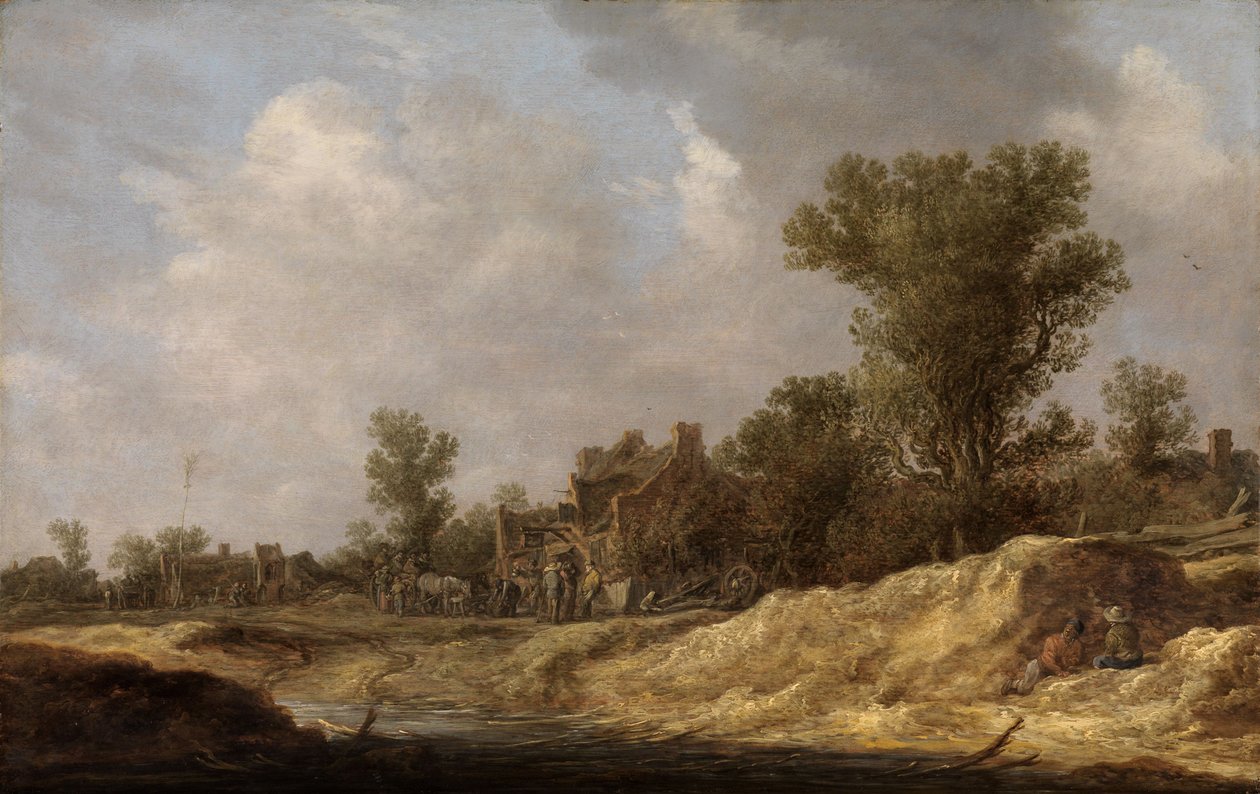 Landschap met plattelandsbewoners door Jan van Goyen