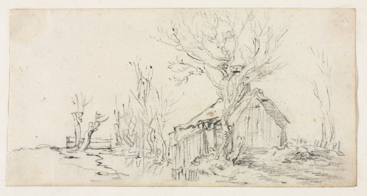 Schets van Landschap met Huisje door Jan van Goyen
