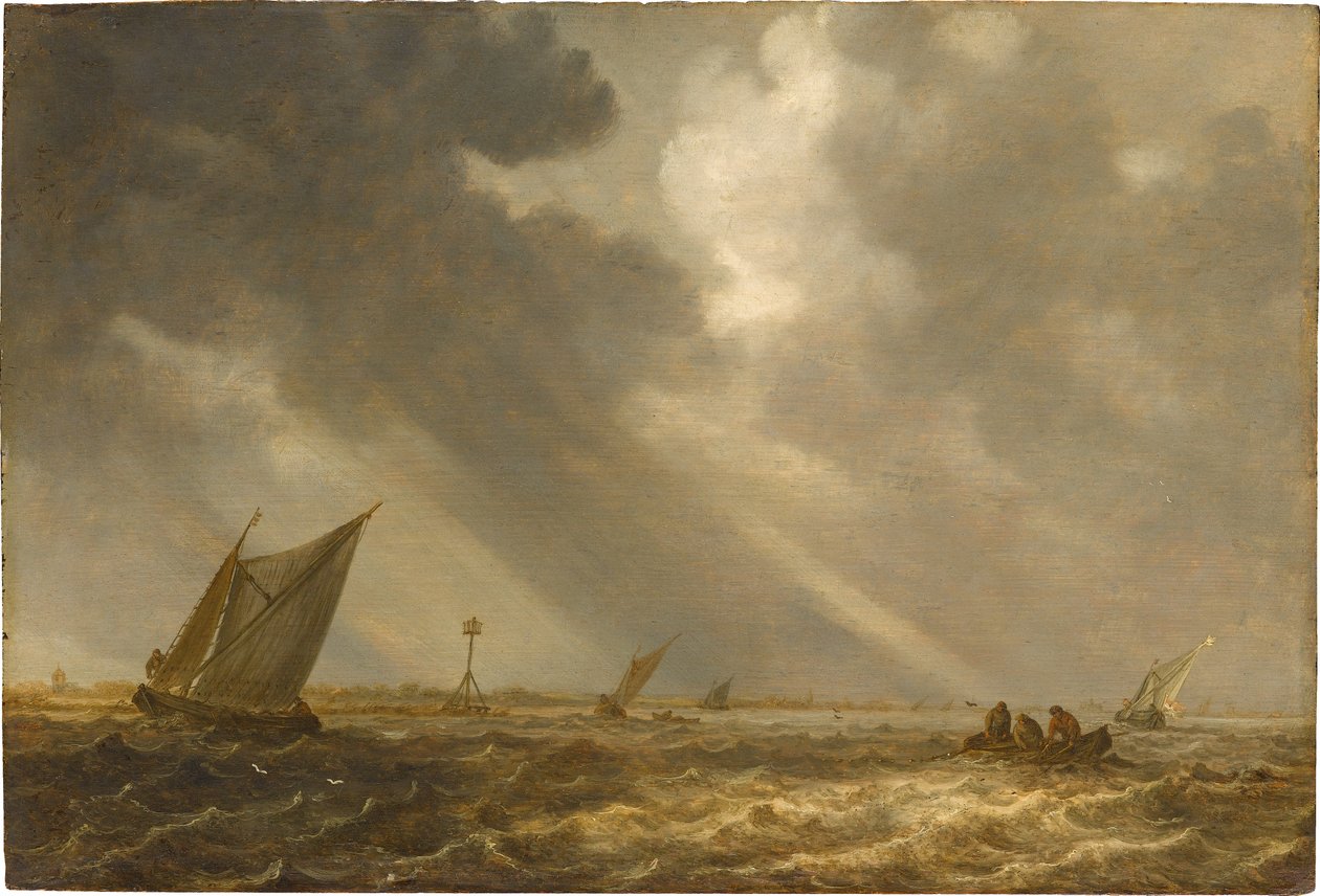 Storm op het Haarlemmermeer door Jan van Goyen