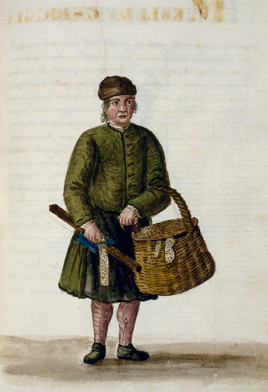 Chioggiaanse kantverkoper, illustratie uit manuscript van Venetiaanse kleding, Deel IV, c 68, door Jan Grevenbroeck (1731-1807), aquarel, Italië door Jan van Grevenbroeck