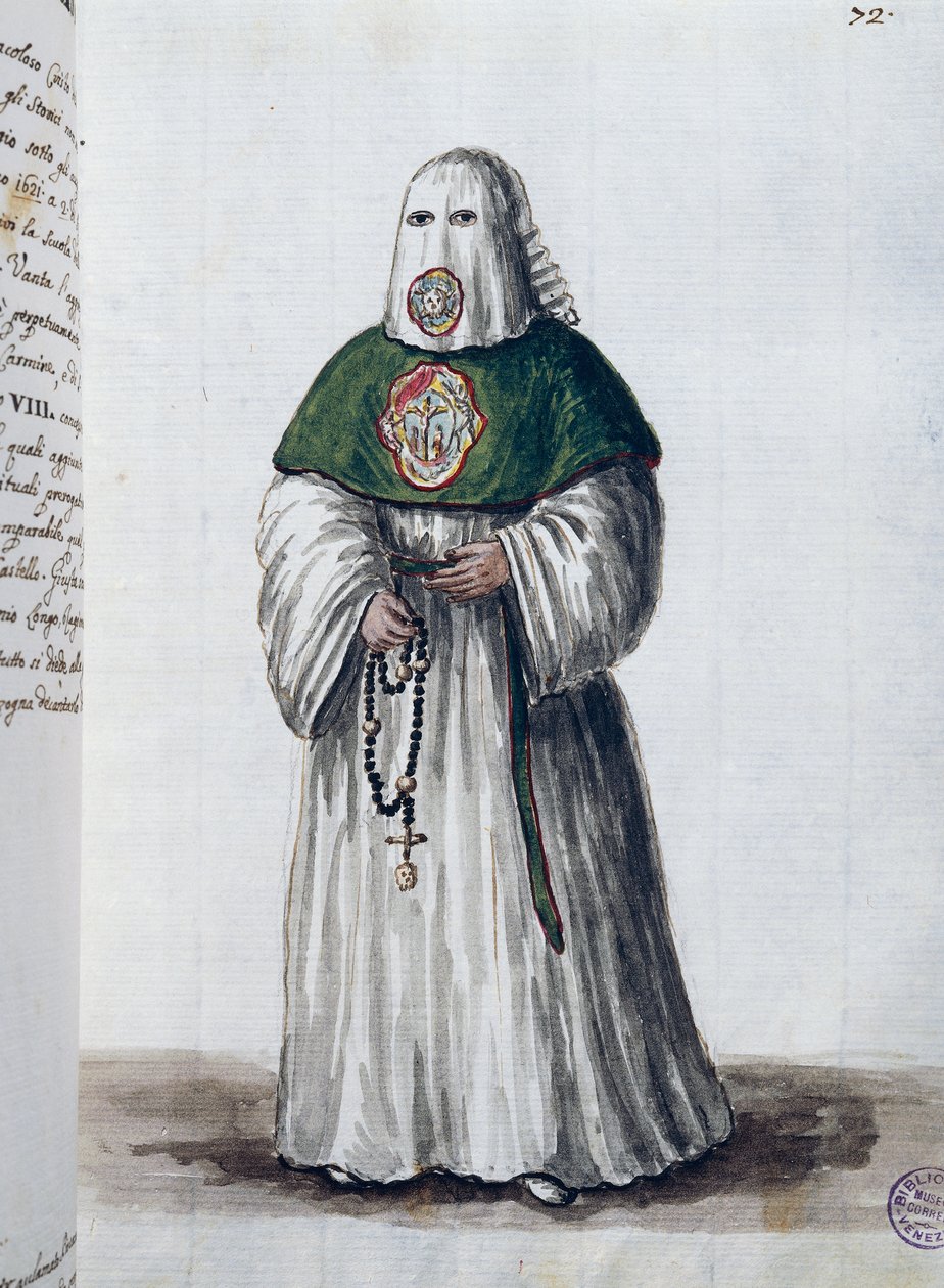 Broederschap van de suffragie van Christus, opgericht in de Kerk van San Giovanni in Oleo in Venetië, samengevoegd met de Broederschap van San Rocco in Rome in 1621, Deel II f 72, door Giovanni di Grevembroch door Jan van Grevenbroeck