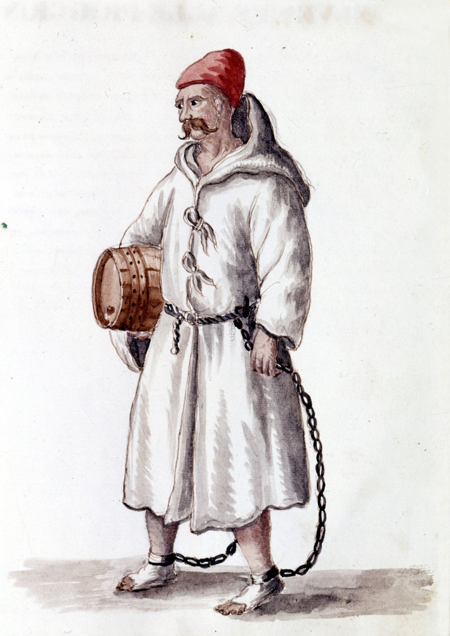 Galerij uit de 17e-18e eeuw. Aquarel en inkt uit het manuscript 