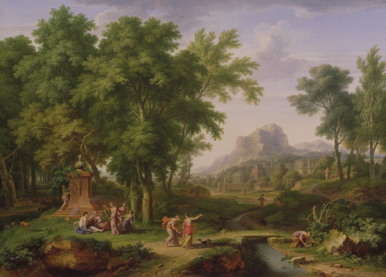 Arcadisch landschap met een buste van Flora, 1724-25 door Jan van Huysum