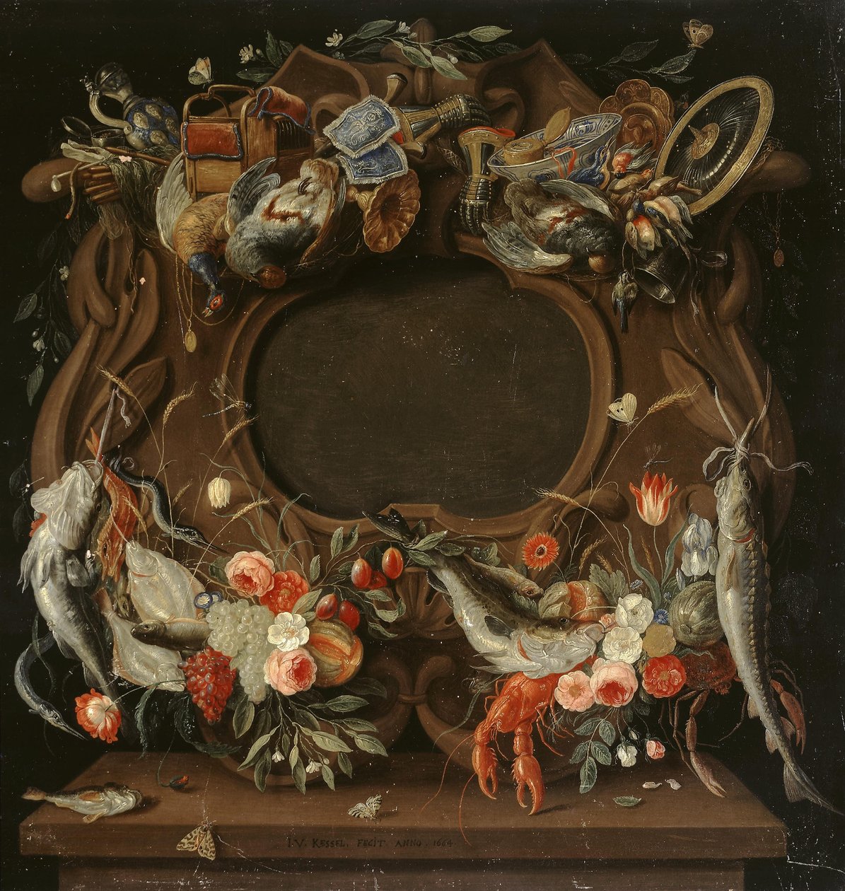 Medaillon met een allegorische afbeelding van de vier elementen door Jan van Kessel the Elder