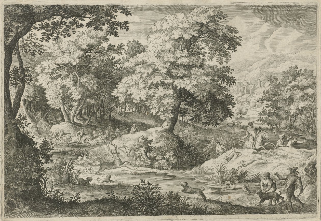Hertenjacht in een moeras door Jan van Londerseel