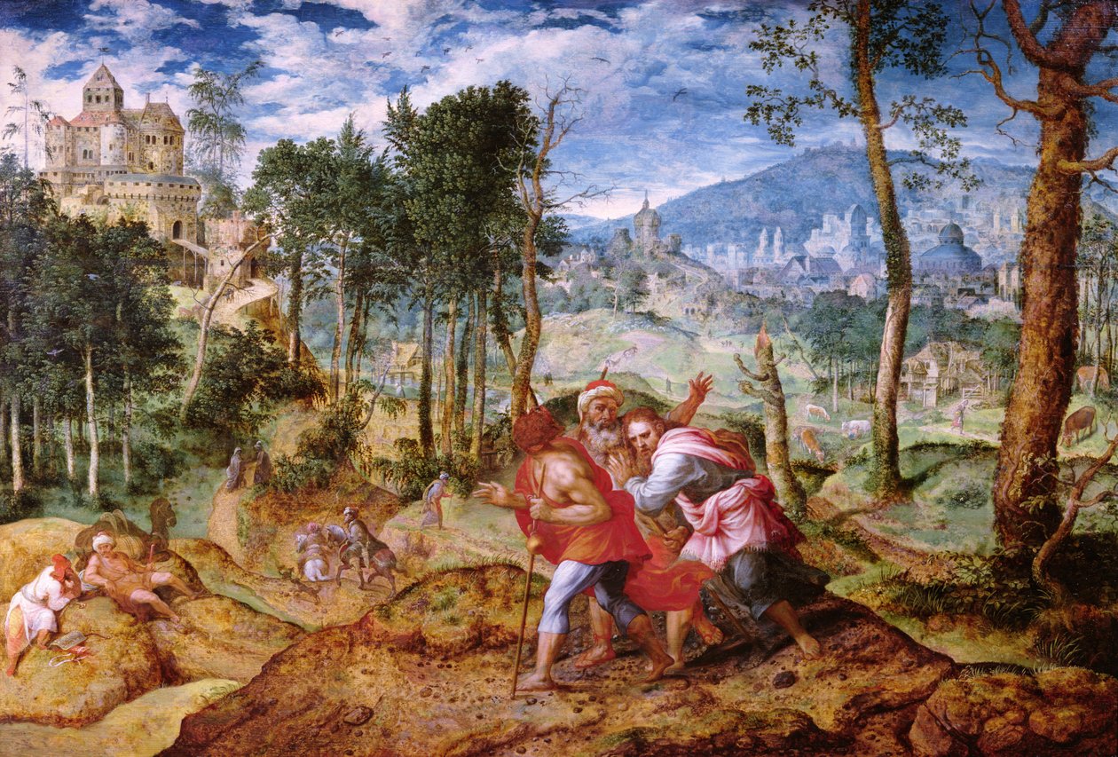 Christus op de weg naar Emmaüs door Jan van Mastel