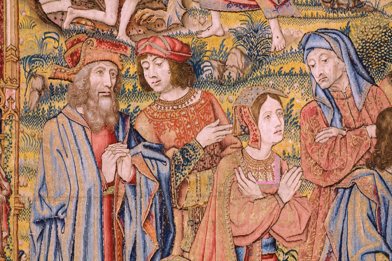 Vlaamse wandtapijt. Serie De passie van Christus: Kruisafneming. Fabrikant Pieter van Aelst. Cartonist Jan van Roome. Ca 1507-1520. Detail. door Jan van Roome