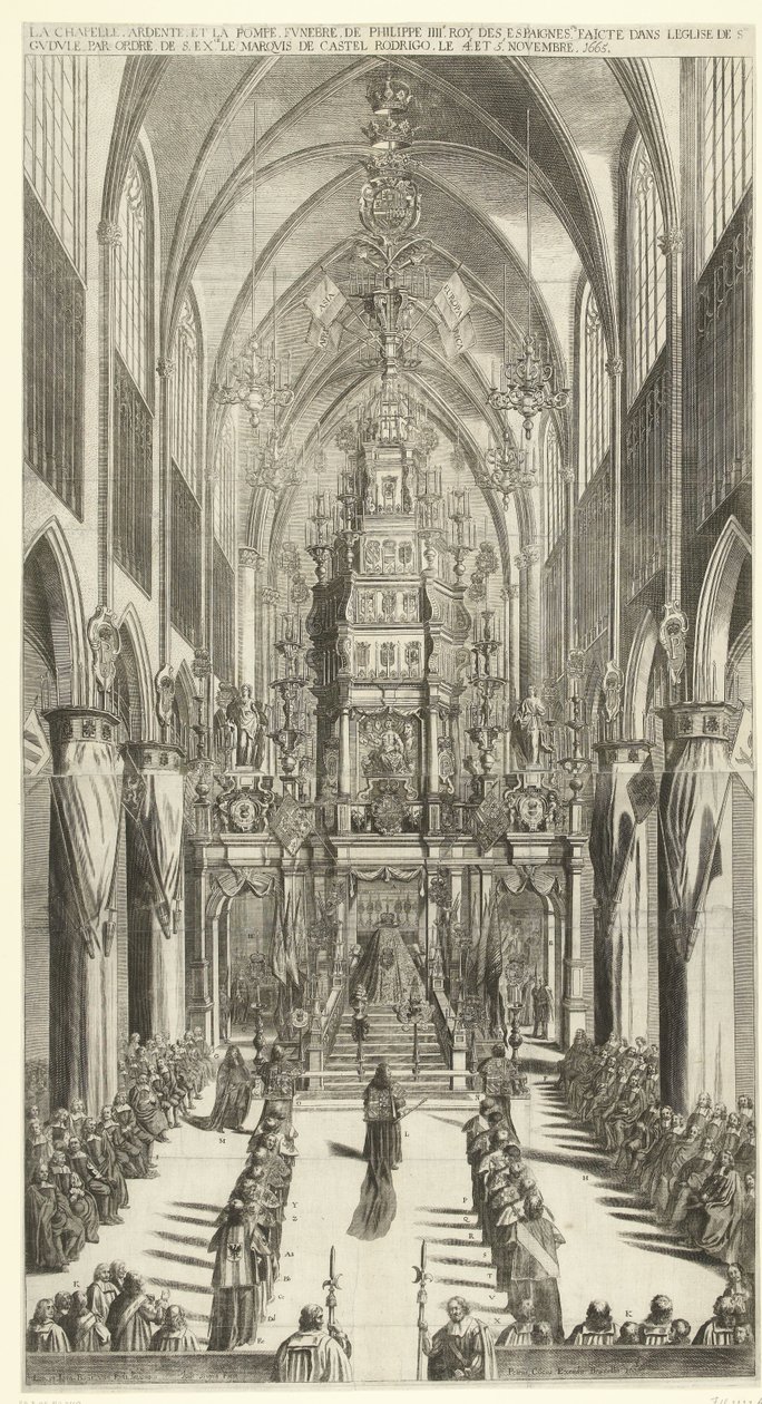 Lijkdienst voor Filips IV te Brussel, 1665 door Jan van Troyen