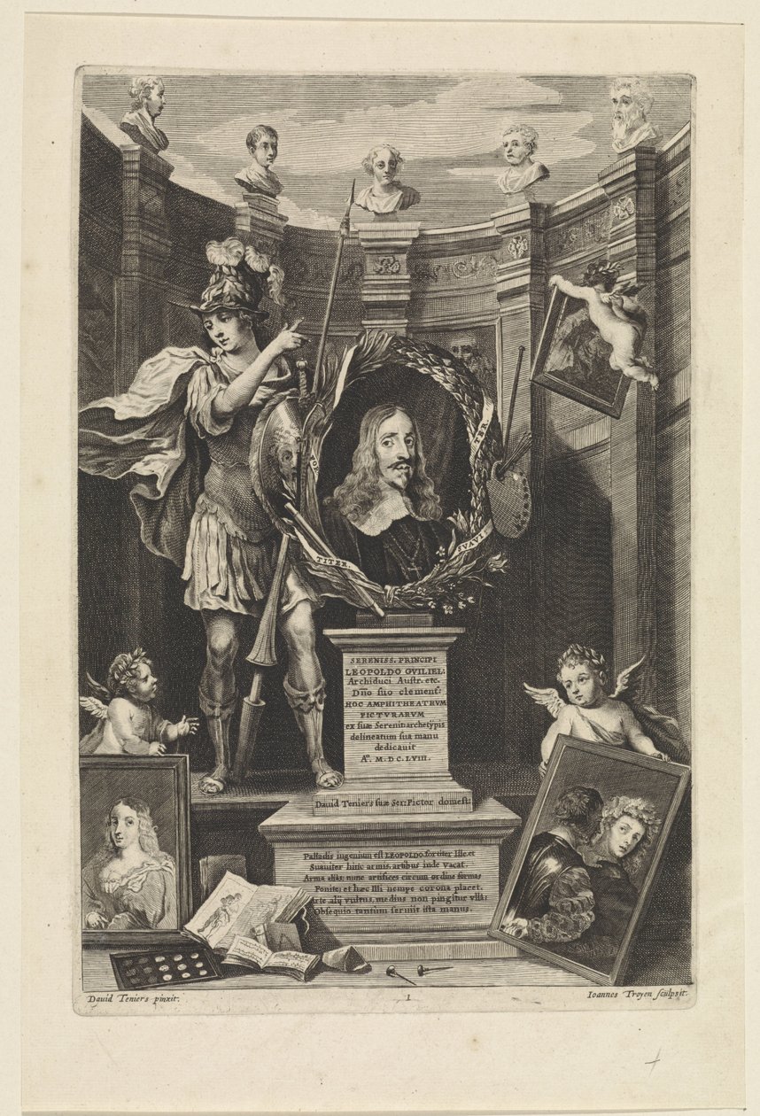 Portret van aartshertog Leopold Willem van Oostenrijk als kunstverzamelaar door Jan van Troyen